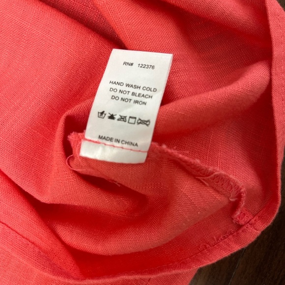 Pomander Place Tuckernuck Darcy Dress Small Coral Linen Blend Summer Chic Beach - Picture 11 of 13
